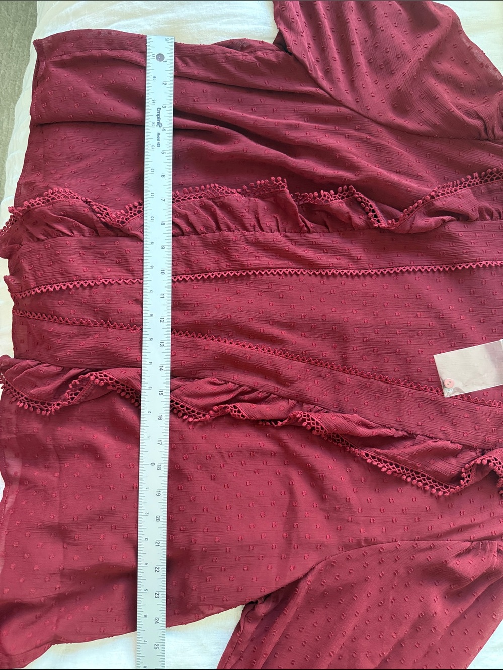 NWT Violeta Burgundy Swiss Dot Ruffle Blouse Boho Coquette Cottagcore Size 2X - Picture 11 of 12
